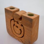 Scandinavian Modern Candle Holder in Wood by Gunnar Kanevad, Sweden, Organic Shape