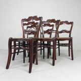 Set of 6 farm chairs with wicker seats, around 1900