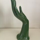 Hand baguier green ceramic 70s