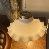 Glass pendant light, 2M fabric cable, porcelain ceiling rose