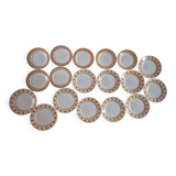 Set of 17 vintage Sarreguemines plates – Capri Ligoin model – orange