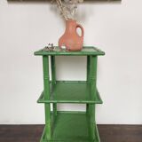 Table with 3 wood and bamboo trays