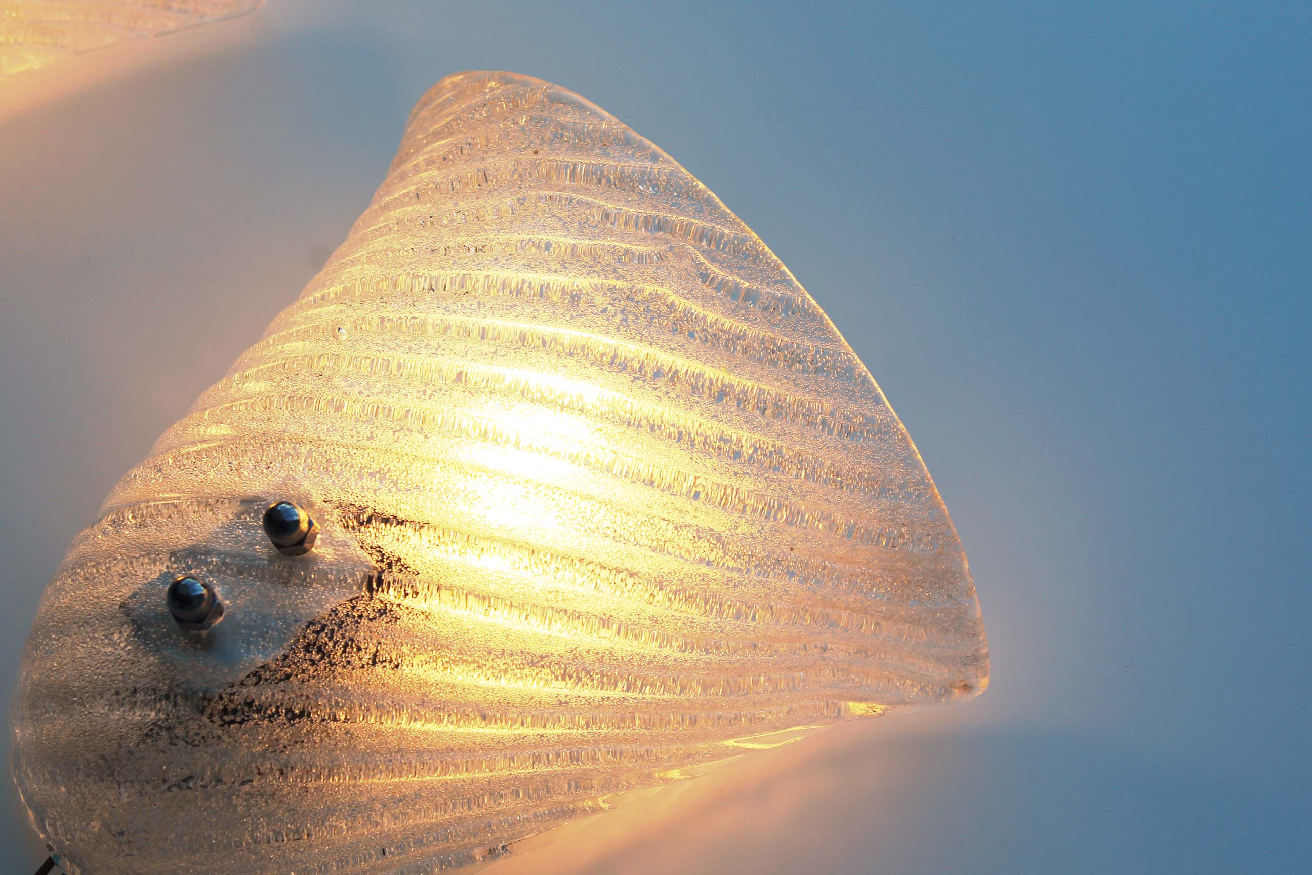 Set of two glass italian 'shell' sconces