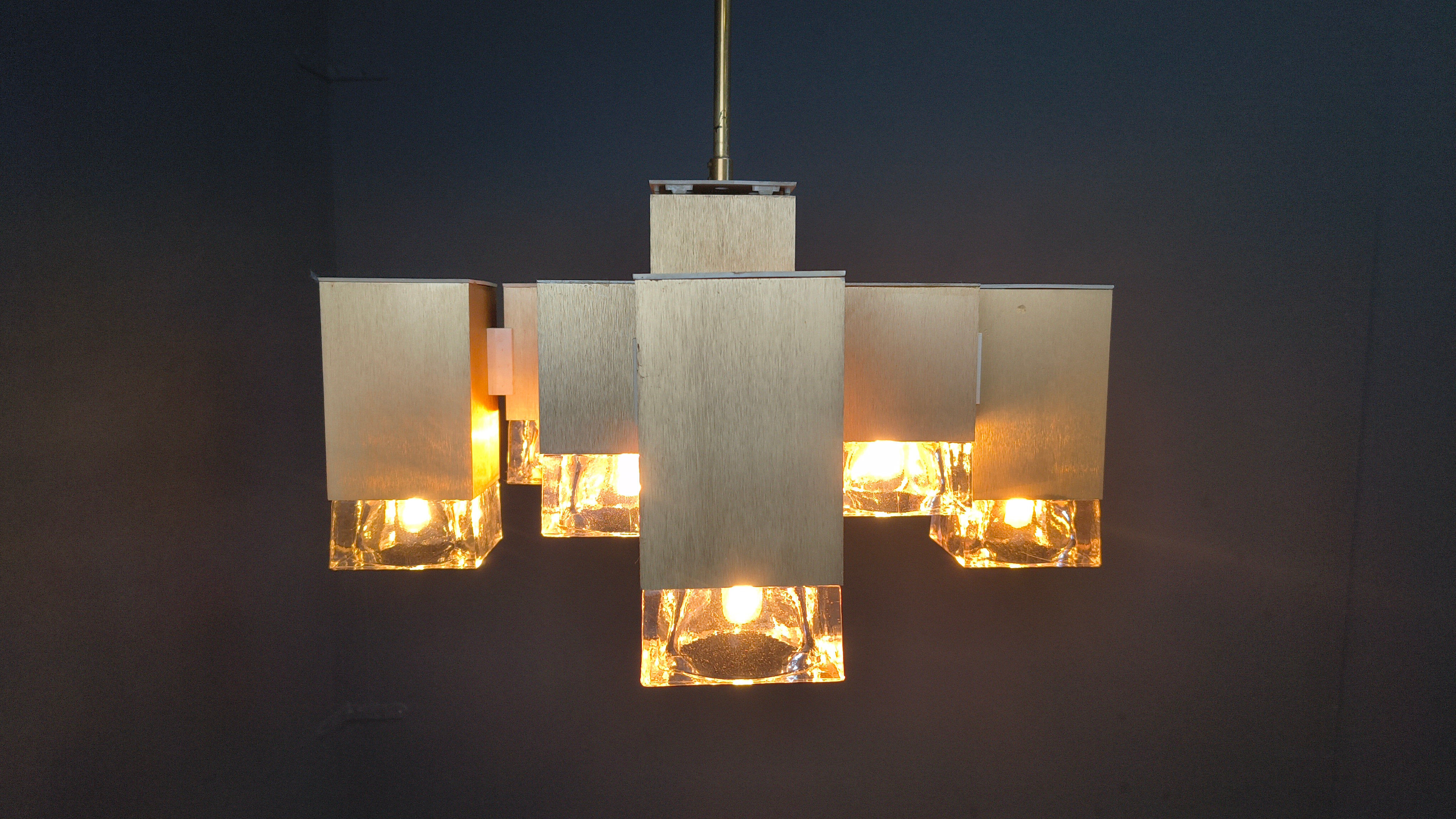 Vintage cubic chandelier by Gaetano Sciolari, 1970s
