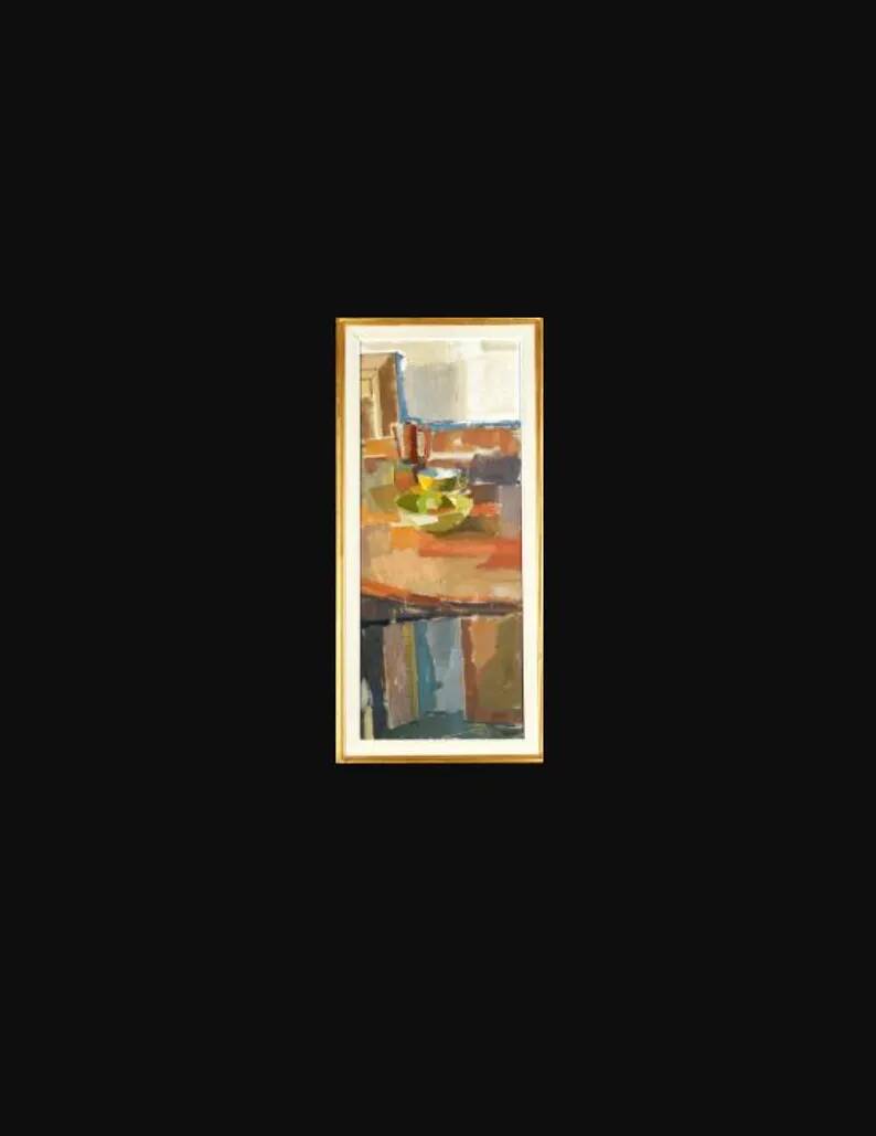 Large Original Swedish Oil on Canvas – “Still Life” by Ingvar Hällgren – Signed – Vintage & Framed – 89 × 42 cm (35" × 16.5")