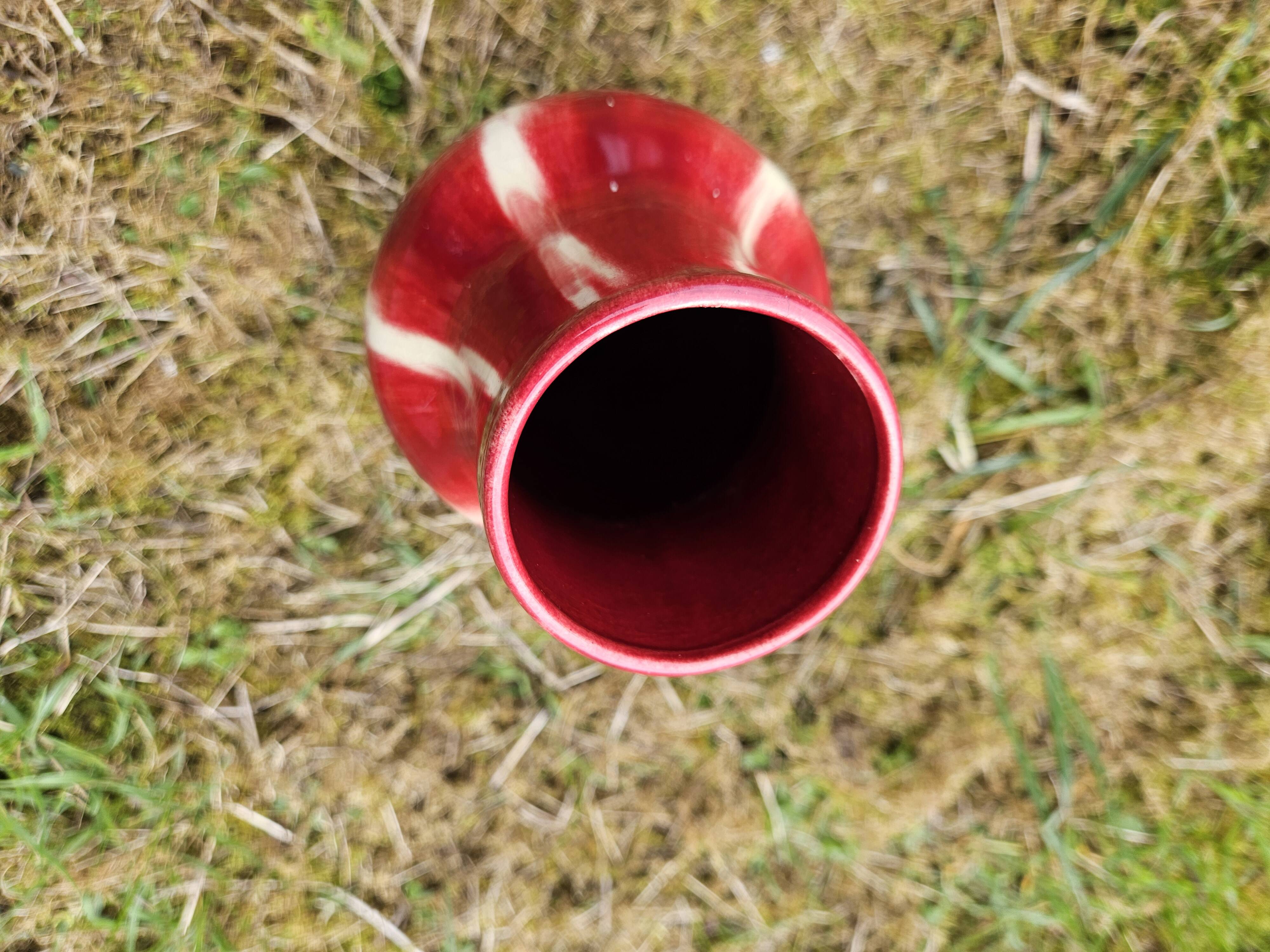 Red Art Deco Ceramic Vase Vierzon Louis Gueule