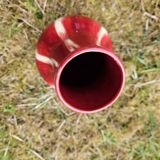 Red Art Deco Ceramic Vase Vierzon Louis Gueule