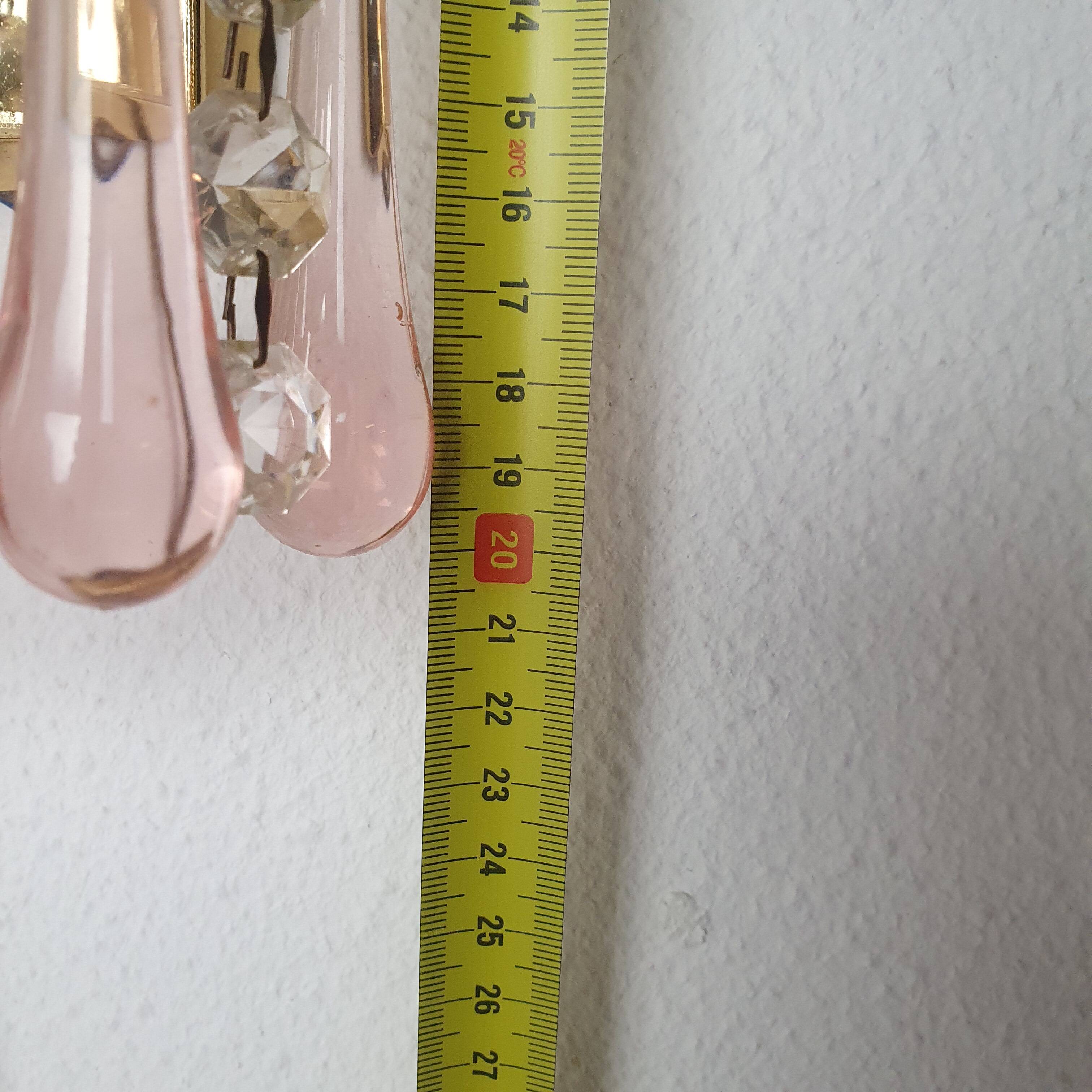 Set of 2 hollywood regency murano glass wall lamps, 1970s