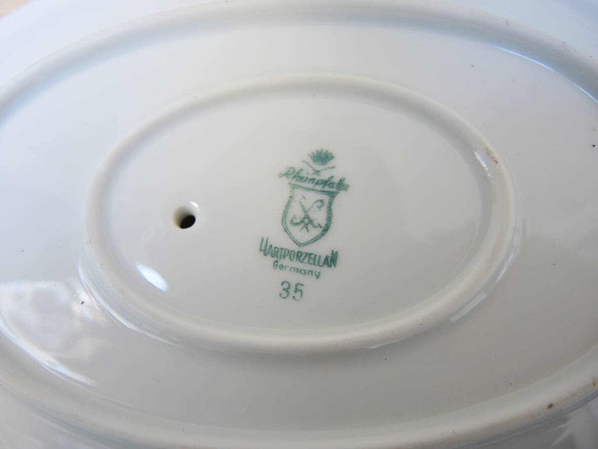 2 Old Small Oval Dishes - Rheinpfalz Hartporzellan Germany
