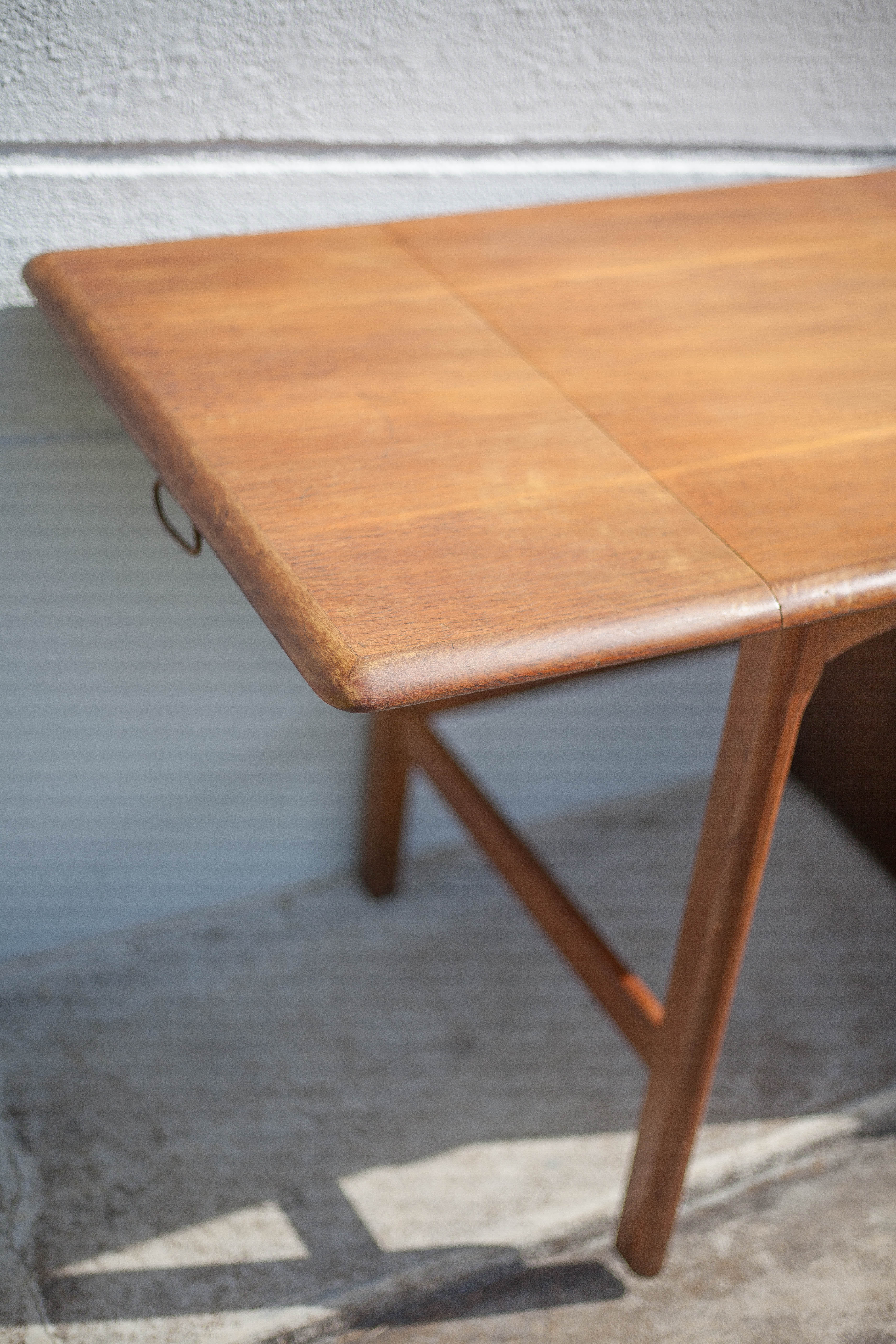 American wood desk, desk with drawers and folding extension, 50s