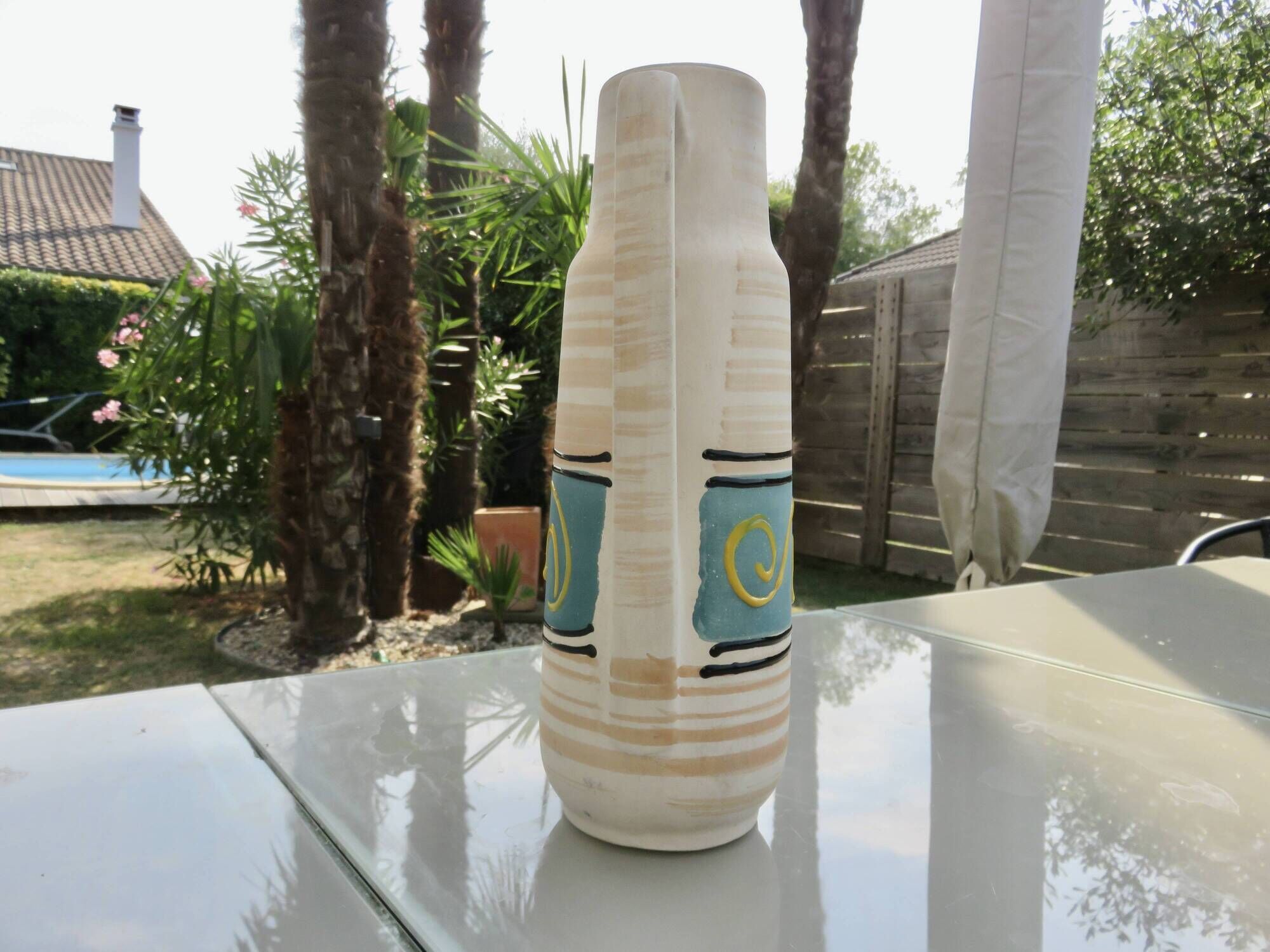 Ceramic vase with handle "W.Germany" 1970s
