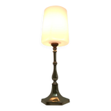 Lampe verre opalin laiton massif années 60