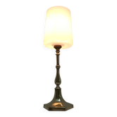 Lampe verre opalin laiton massif années 60