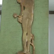 Rowley Gallery Art Deco mirror with gilt relief of a girl, London c.1930