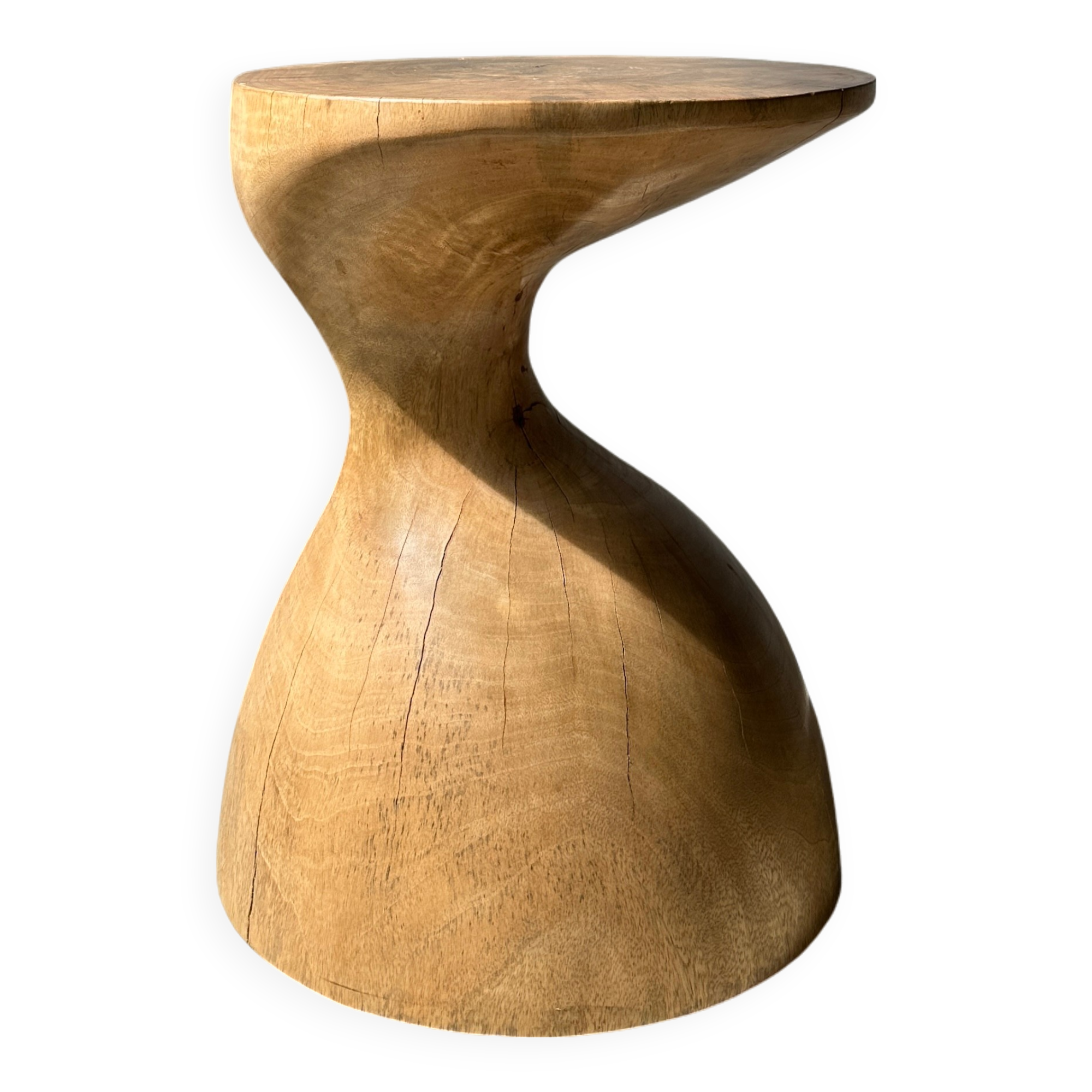 Solid wood side table (monoxyl) organic shape natural color