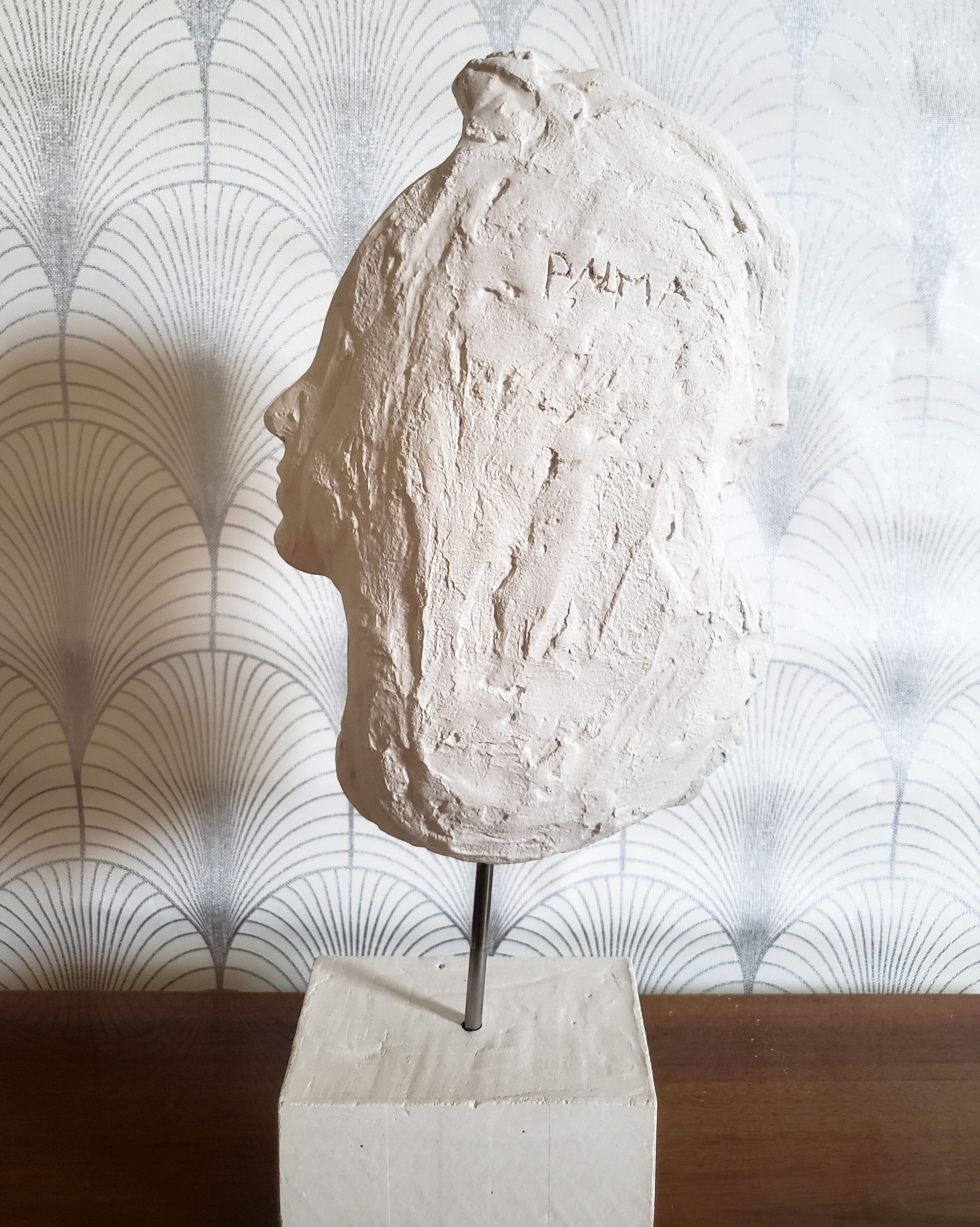Woman's head in plaster