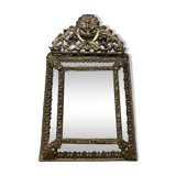 Golden mirror with 19th century embossed brass beads