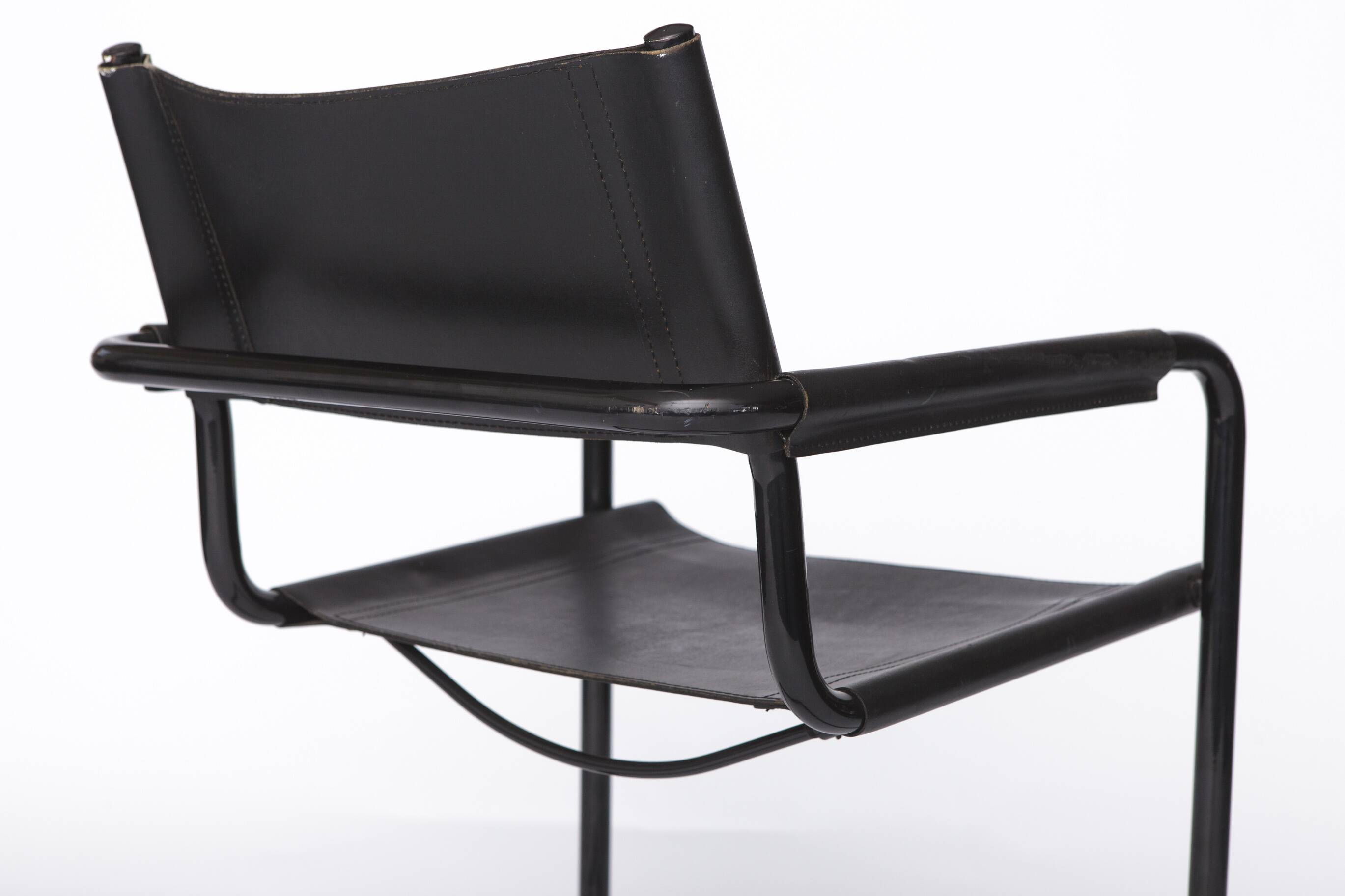 Mid-Century Bauhaus Cantilever Chair – Black Leather, Attributed to M Stamm
