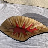 Fruit bowl in glazed ceramic, red design motif, Vallauris, vintage