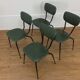 Set de 4 chaises années 50, métal et skaï vert