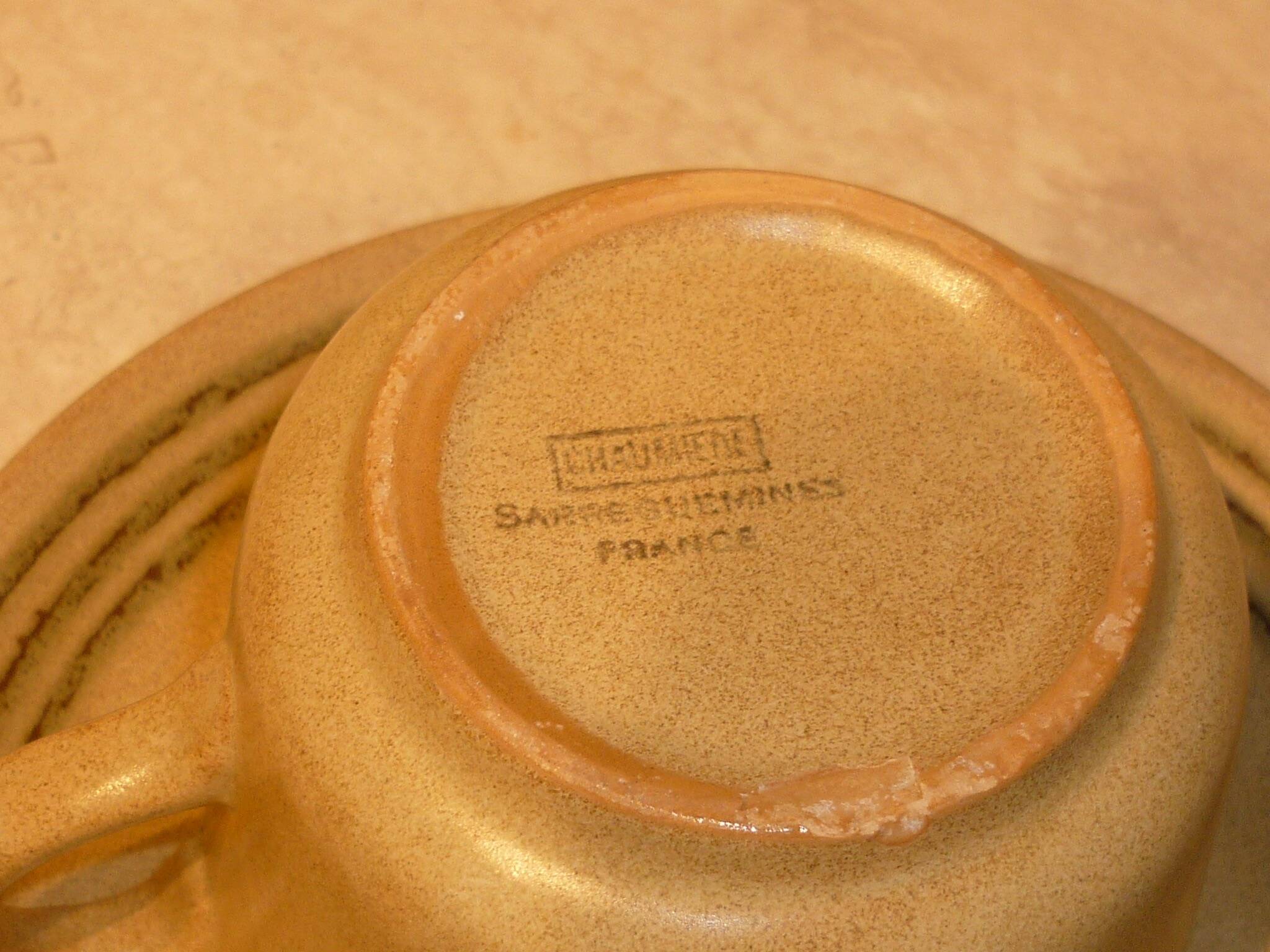 Pair of Sarreguemines cups and saucers