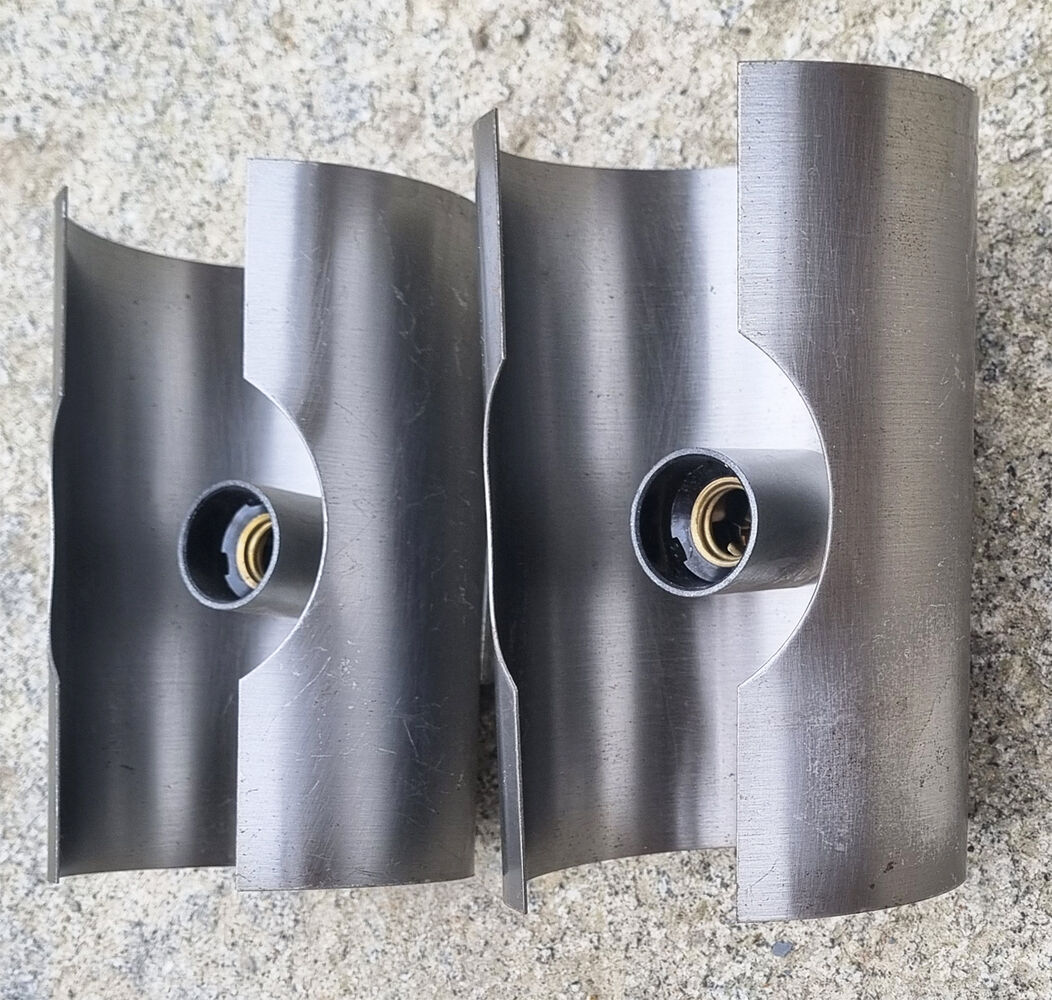 Pair of UFO wall lamps, brushed aluminum, vintage, 70s