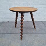 Wooden coffee table twisted tripod base
