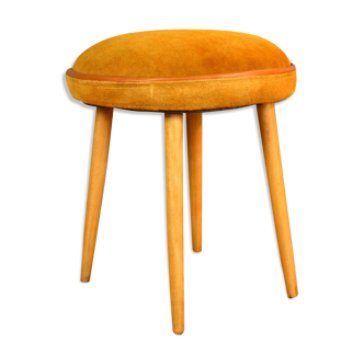 1960s leather stool, Dolnośląska Fabryka Mebli in Świebodzice, Poland