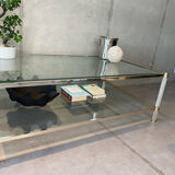 Table basse double plateau laiton et verre