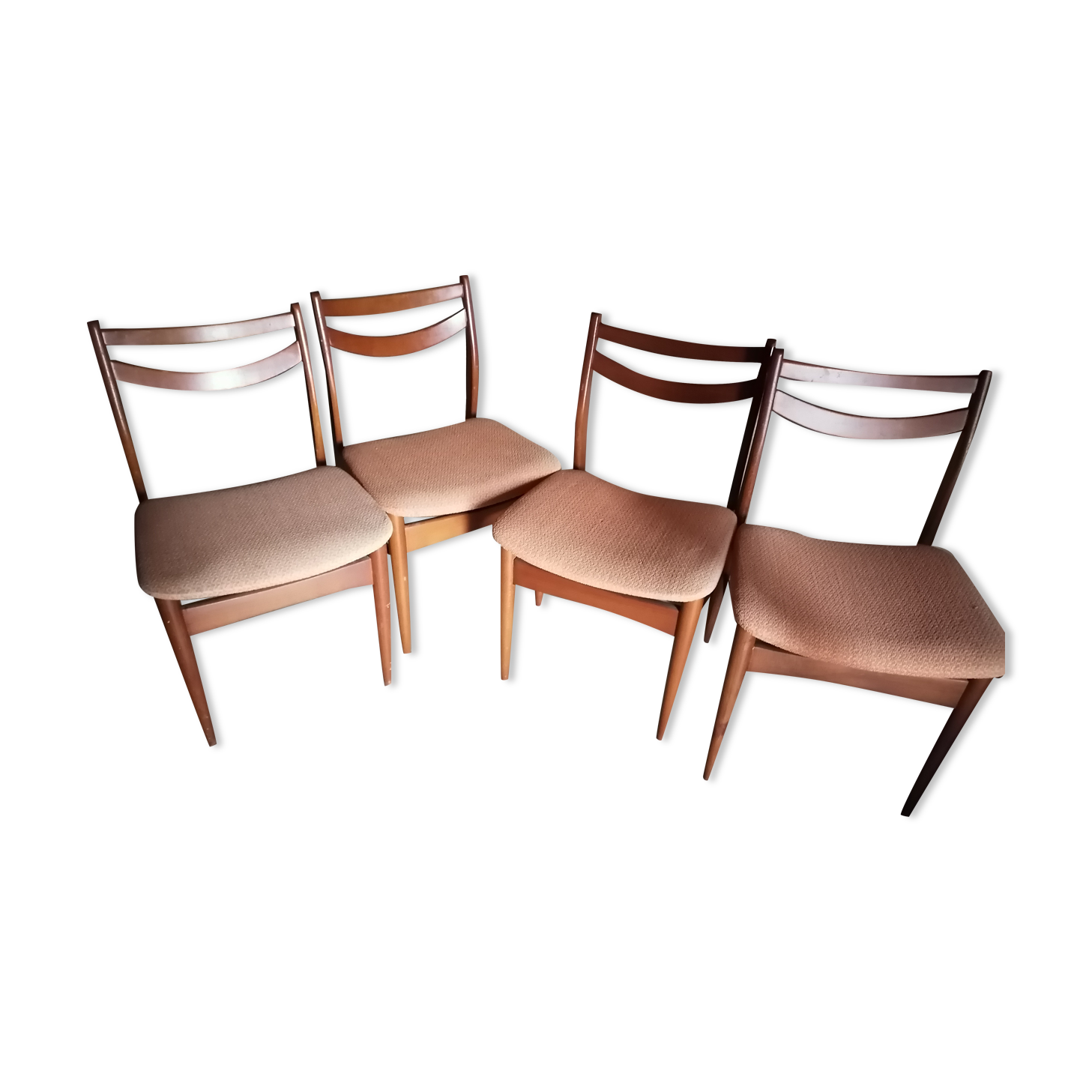 Set of 4 Scandinavian teak chairs 1960 fabric