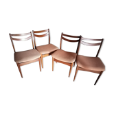 Set of 4 Scandinavian teak chairs 1960 fabric