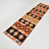 3x10 Boho Style Kilim Runner Rug, Peach Orange Vintage Runner, 73x296 Cm