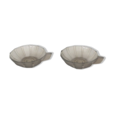 Set de 2 anciennes tasses à café art déco en verre teinté noir