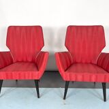 Paire de fauteuils rouges. Italie des années 1950