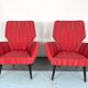 Mid-century modern pair of red armchairs. italy 1950s