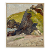Peinture à l'huile sur toile "Falaise et mer" n°22
