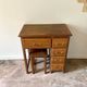 Desk 5 drawers and stool in dark ☐ wood 72 x 40 cm