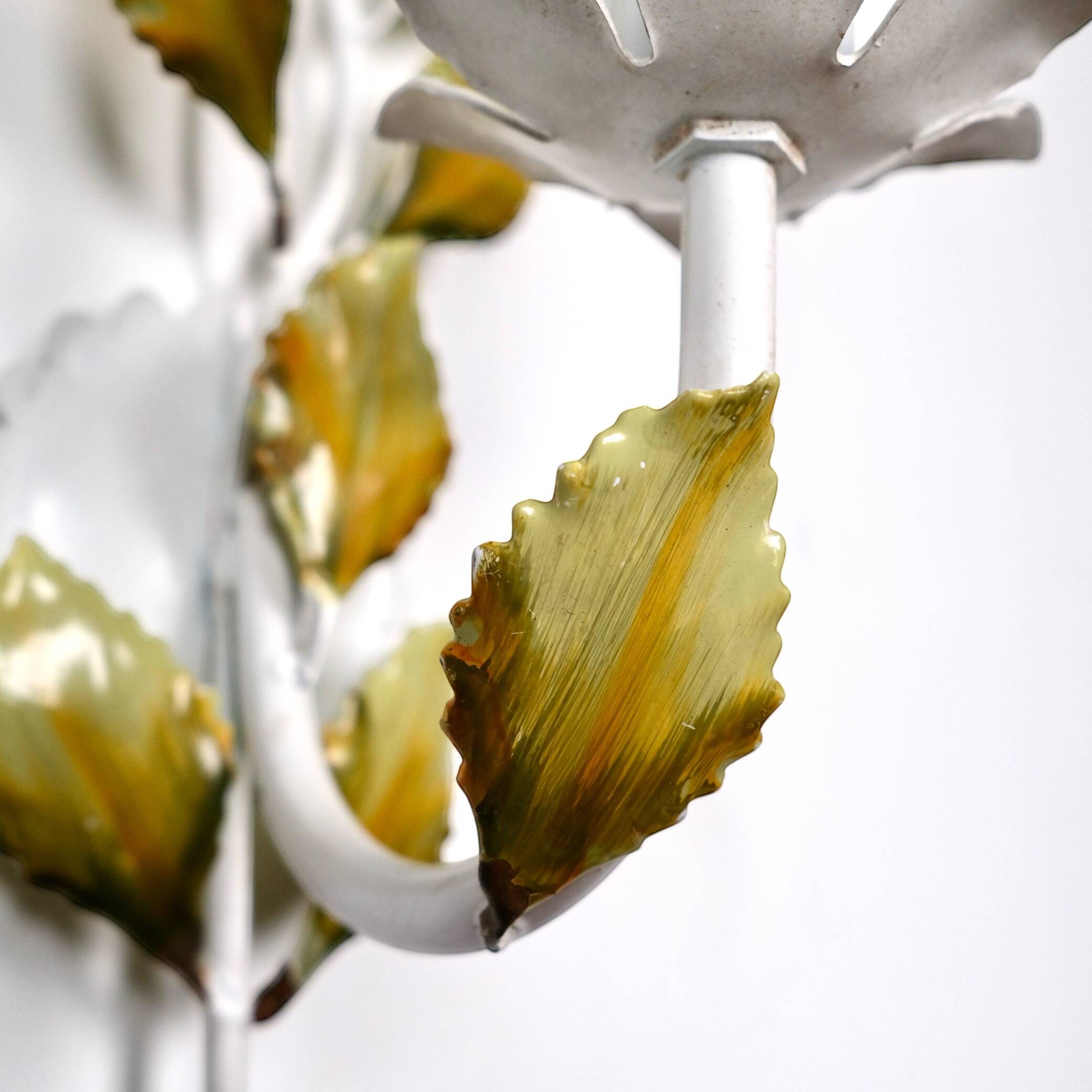 Pair of metal flower sconces, Italy, 1980s