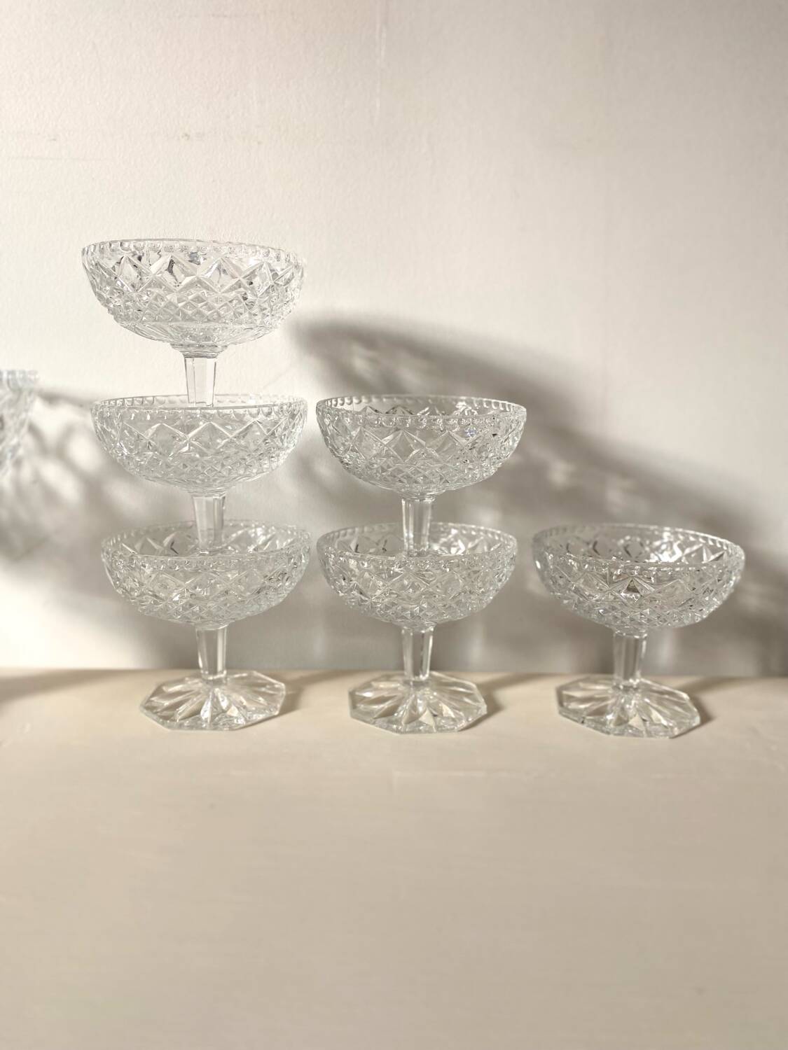 Antique chiseled crystal cups