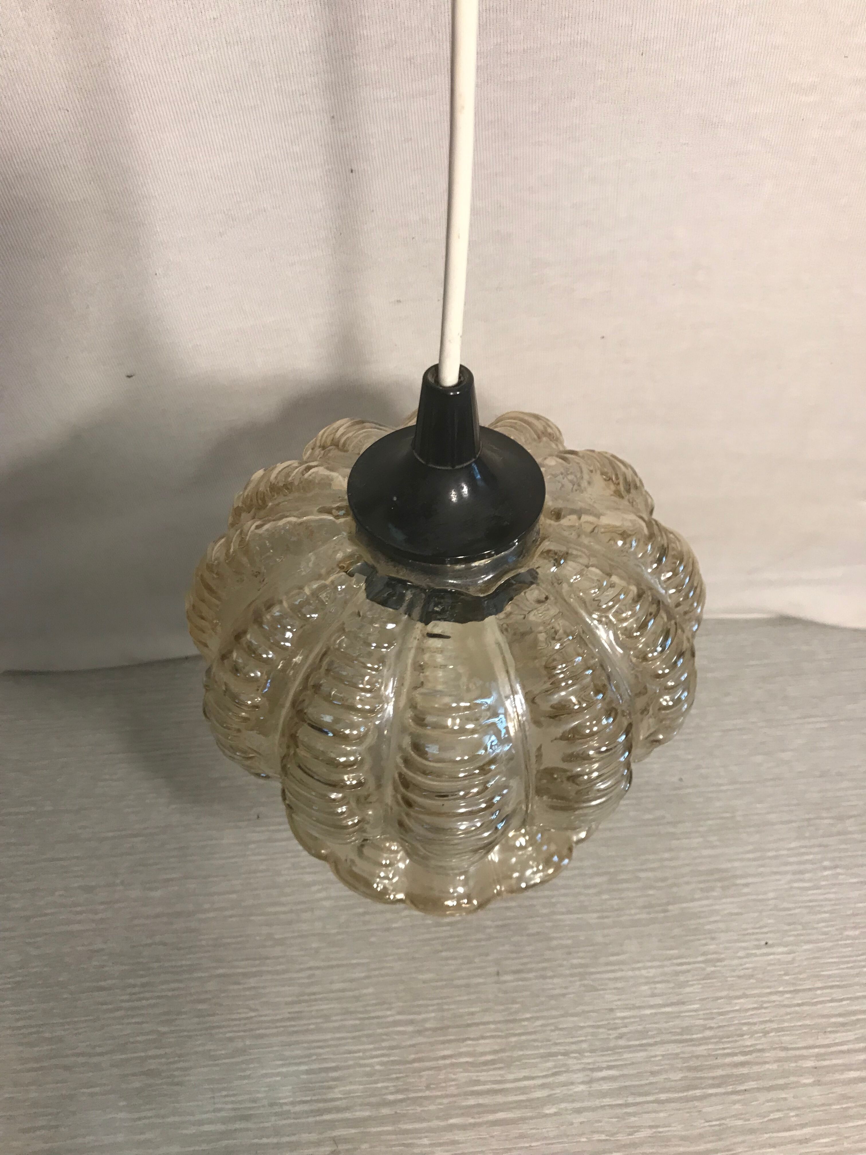 Old glass moulded shape geometric shape years 70 decoration #5