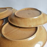 Set of 6 flat plates in Brenne stoneware from France vintage