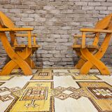 Pair of solid wood armchairs 1960