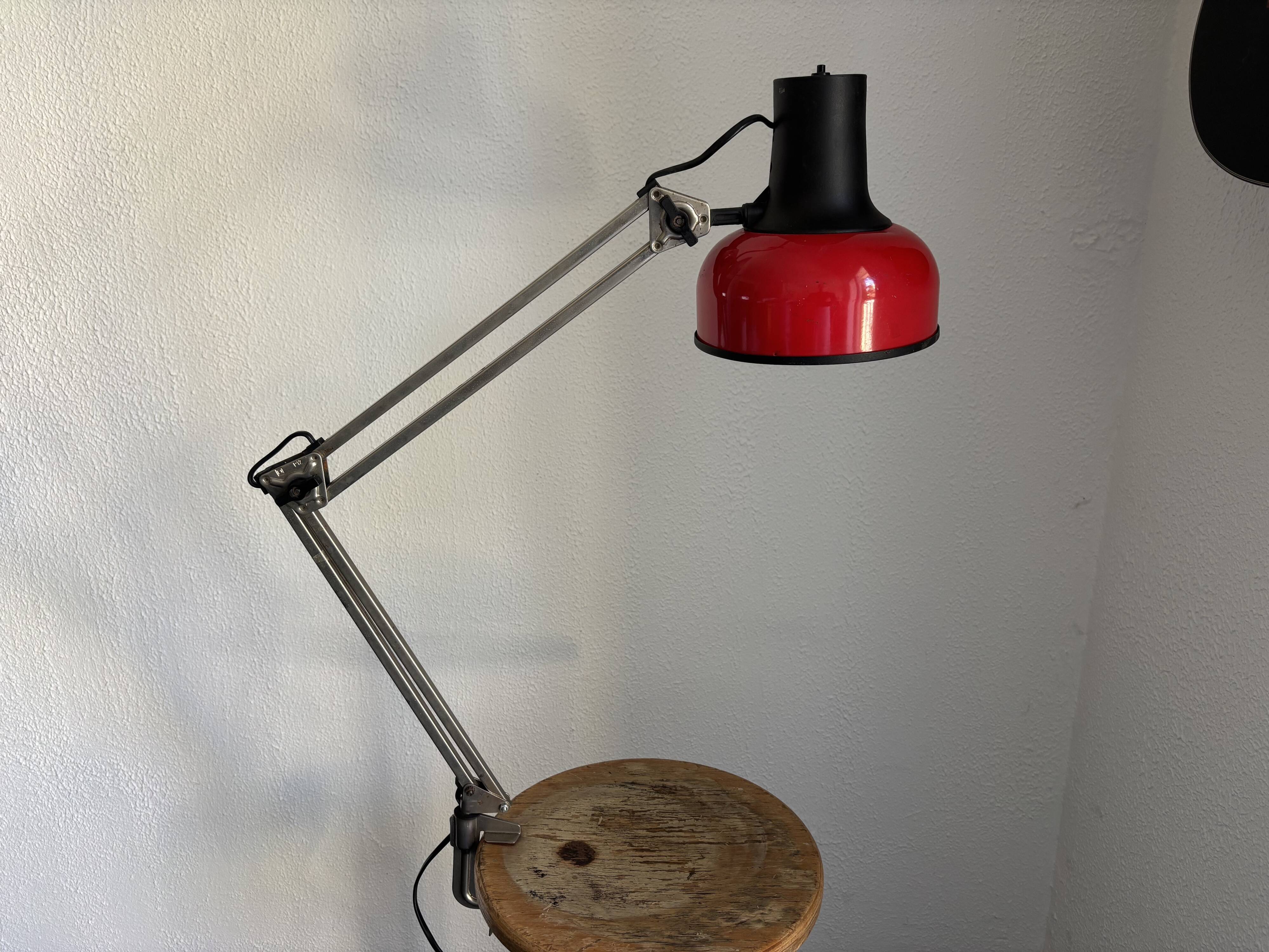 Vintage 1970 Lival P12 architect lamp Finland red steel - 65 cm