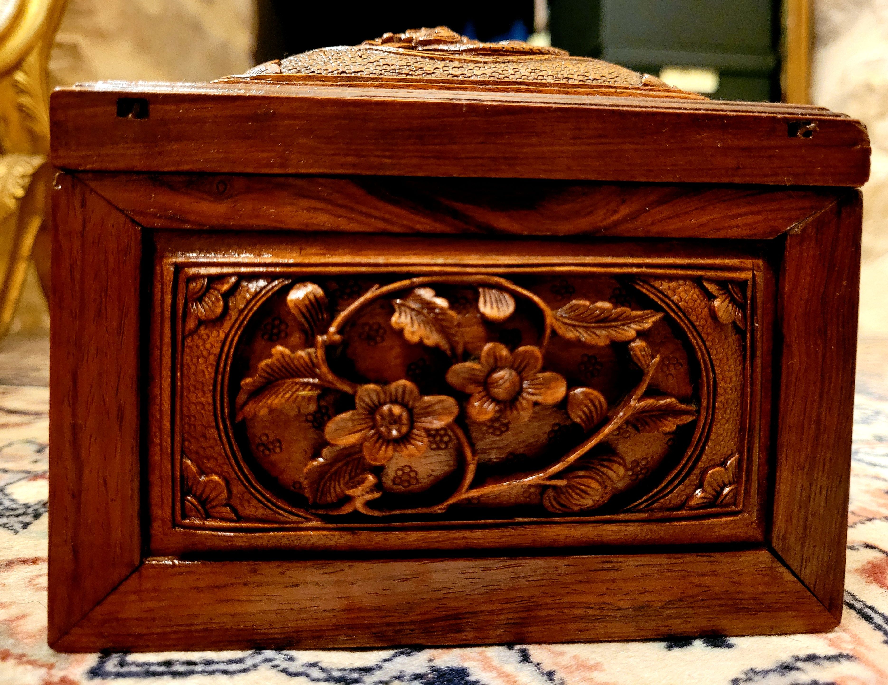 Vintage wooden box tea box 19th century Asia Indochina China