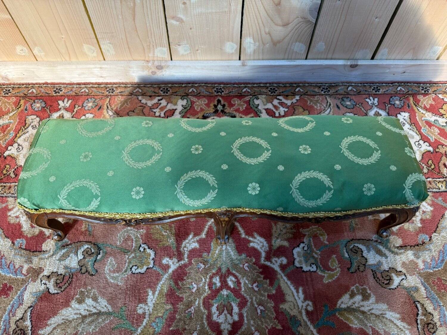 Louis XV Style Footrest – Six Cabriole Legs – Carved Wood