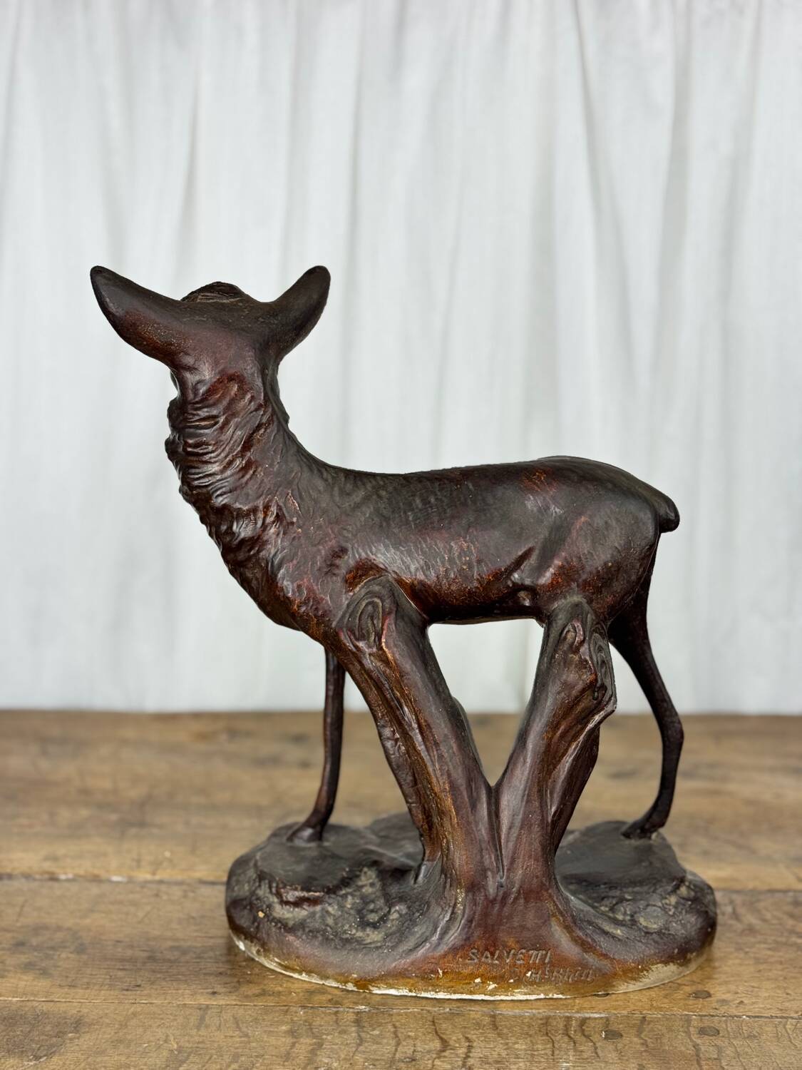 Terracotta sculpture of a young stag, Salvetti, 20th century