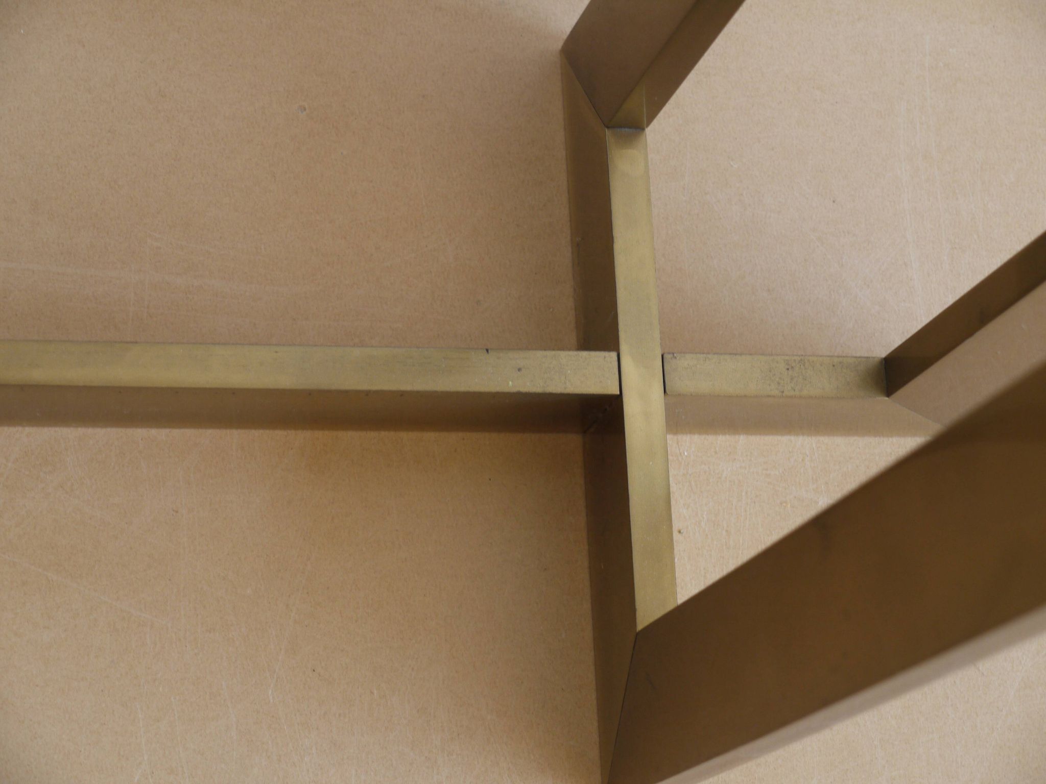 Modernist brass and glass console table & mirror. 1970s