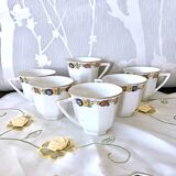 6 Limoges porcelain coffee cups Jean Boyer France vintage