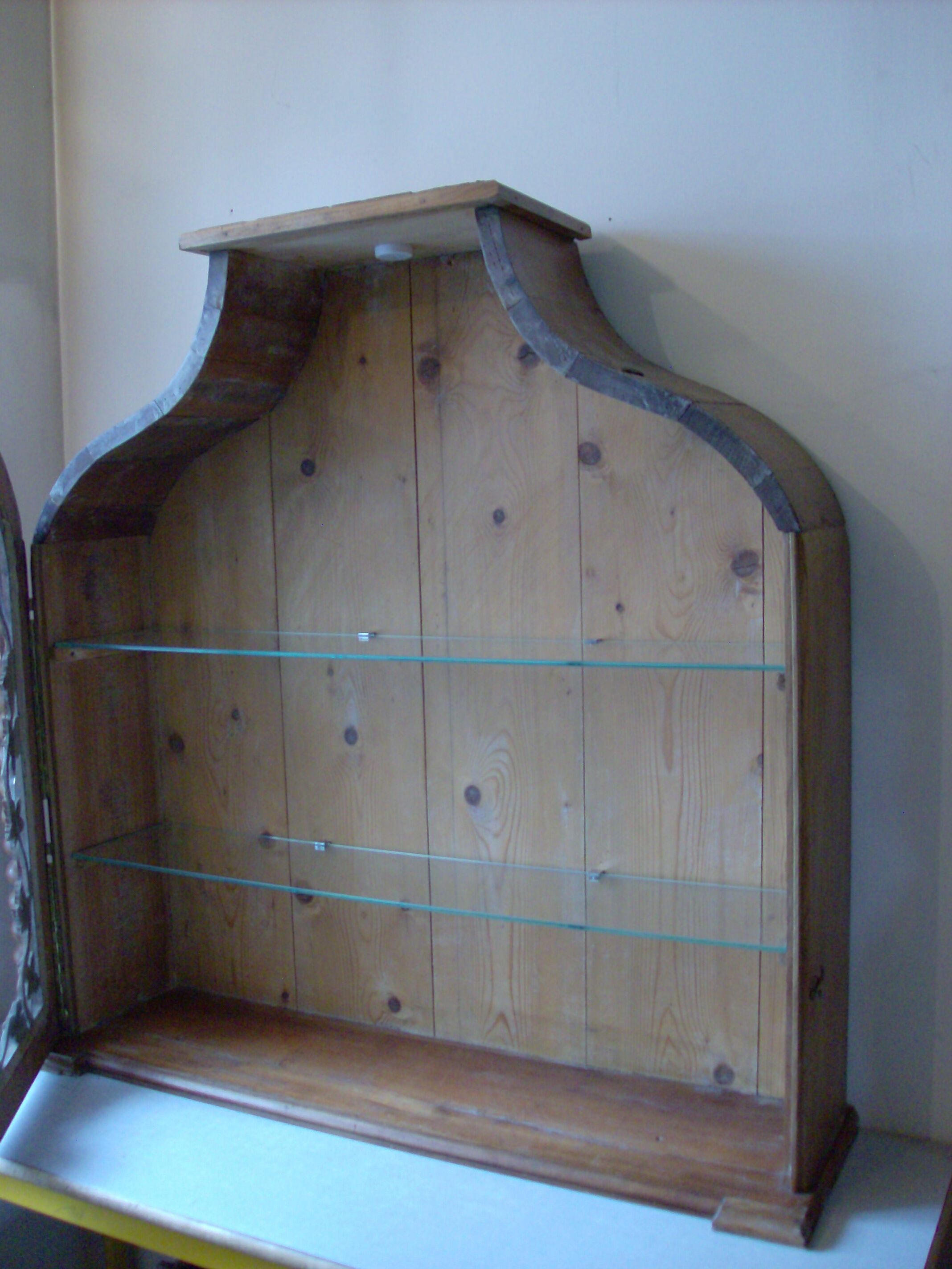 Old showcase carved wood vine leaf grape