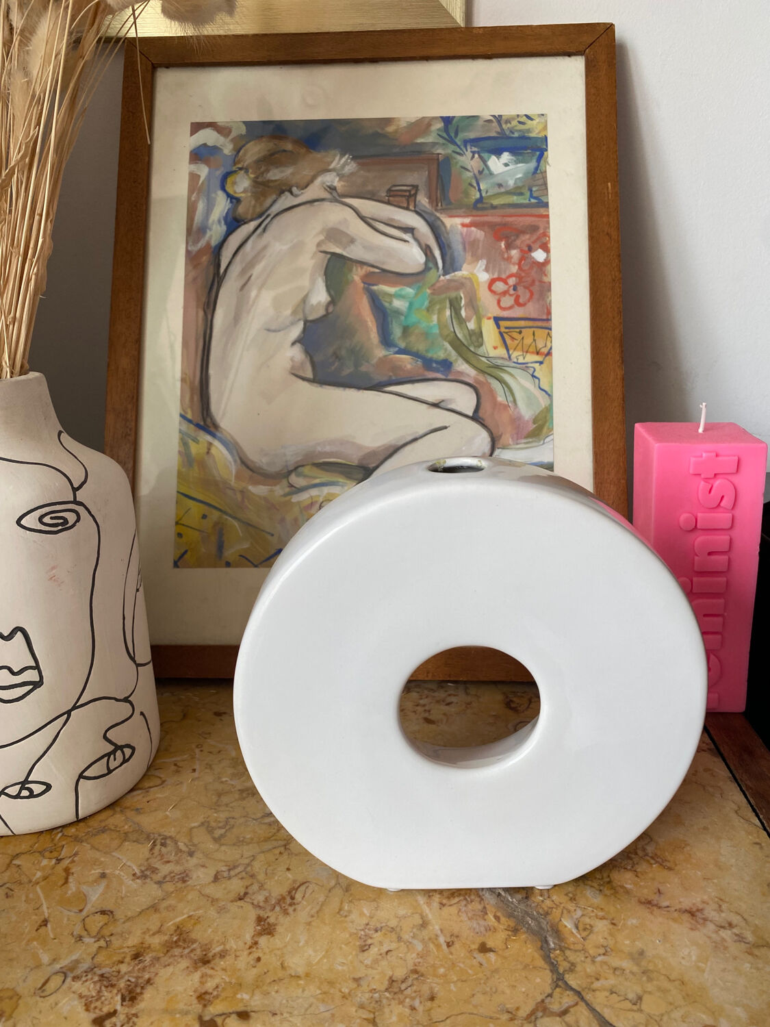 Round vintage ceramic vase